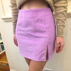 Shein Lavender Corduroy Side Slit Mini Skirt - size small
